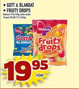Prisma Mat Malaco Gott & blandat • Fruity drops erbjuda