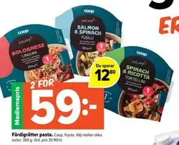 Coop Extra Färdigrätter pasta, Medlemspris erbjuda