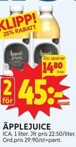 Ica Hajen Lagpris ICA Äpplejuice erbjuda