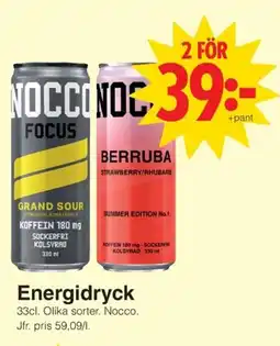Matöppet Nocco Energidryck erbjuda
