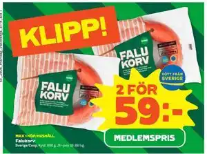 Falukorv, Medlemspris