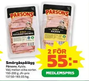 Smörgåspålägg, Medlemspris