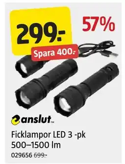 Jula Ficklampor LED 3 -pk 500–1500 lm erbjuda