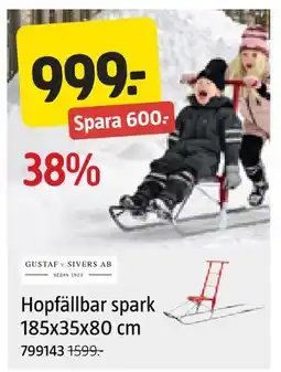 Jula Hopfällbar spark 185x35x80 cm erbjuda