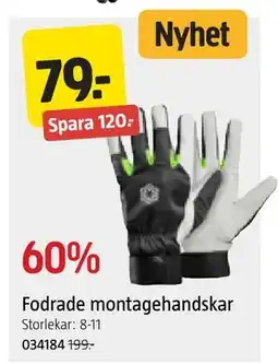 Jula Fodrade montagehandskar erbjuda