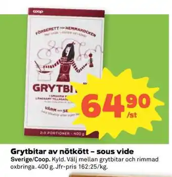 Coop Grytbitar av nötkött – sous vide erbjuda