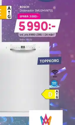 Elon BOSCH Diskmaskin SMU2HVW71S erbjuda