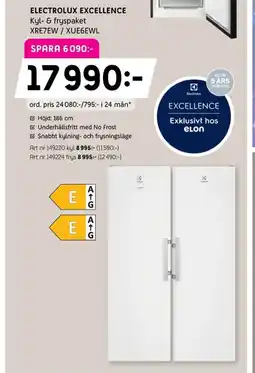 Elon ELECTROLUX Excellence Kyl- & fryspaket XRE7EW/XUE6EWL erbjuda
