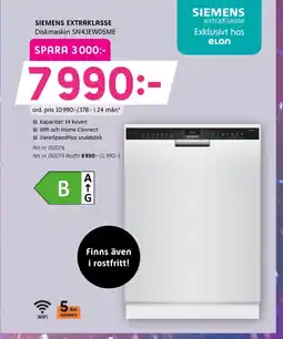 Elon SIEMENS Extraklasse Diskmaskin SN43EW05ME erbjuda