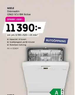 Elon MIELE Diskmaskin G5611 SCU BW Active erbjuda