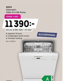 Elon MIELE Diskmaskin G5611 SCU BW Active erbjuda