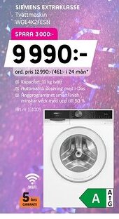 Elon SIEMENS Extraklasse Tvättmaskin WG64K2FESN erbjuda