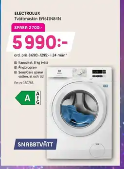 Elon ELECTROLUX Tvättmaskin EF1611N84N erbjuda