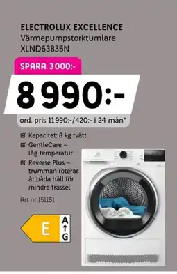Elon ELECTROLUX Excellence Värmepumpstorktumlare XLND63835N erbjuda