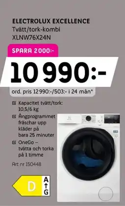 Elon ELECTROLUX Excellence Tvätt/tork-kombi XLNW76X24N erbjuda