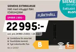 Elon SIEMENS Extraklasse Häll med inbyggd fläkt ED851HQ26M erbjuda