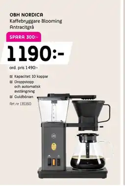 Elon OBH NORDICA Kaffebryggare Blooming Antracitgrå erbjuda