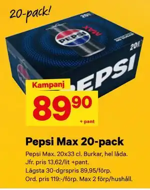 City Gross Pepsi Max 20-pack erbjuda