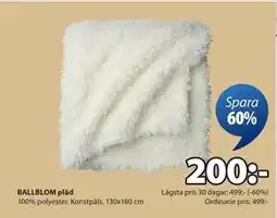 JYSK BALLBLOM pläd erbjuda