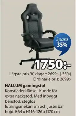 JYSK HALLUM gamingstol erbjuda