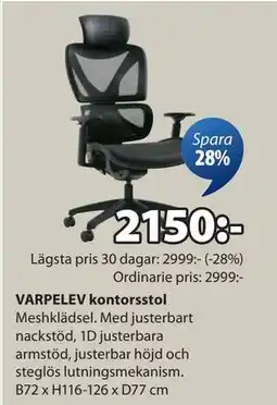 JYSK VARPELEV kontorsstol erbjuda