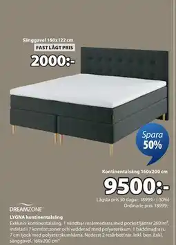 JYSK LYGNA kontinentalsäng erbjuda