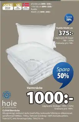 JYSK CLEAN fibertäcke erbjuda