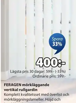 JYSK FERAGEN mörkläggande vertikal rullgardin erbjuda