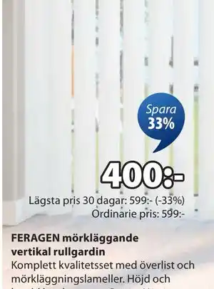 JYSK FERAGEN mörkläggande vertikal rullgardin erbjuda