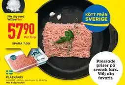 Willys FLÄSKFÄRS, Medlemspris erbjuda