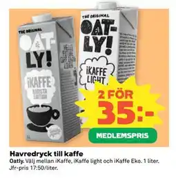 Coop Daglivs Havredryck till kaffe, Medlemspris erbjuda
