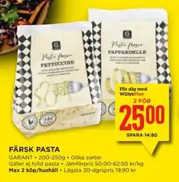 Willys Hemma FÄRSK PASTA, Medlemspris erbjuda