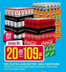 ÖoB HEL PLATTA LÄSK/VATTEN – MAX 3 KÖP/KUND erbjuda