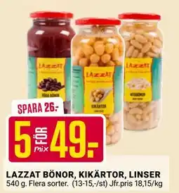 ÖoB LAZZAT BÖNOR, KIKÄRTOR, LINSER erbjuda