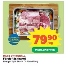 Coop Daglivs Färsk fläskkarré, Medlemspris erbjuda
