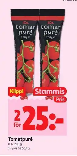 ICA Kvantum Tomatpuré, Medlemspris erbjuda