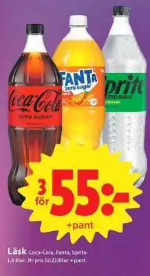 ICA Supermarket Läsk Coca-Cola, Fanta, Sprite erbjuda
