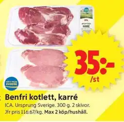 ICA Supermarket Benfri kotlett, karré erbjuda