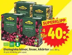 ICA Supermarket Ekologiska Bönor, Linser, Kikärtor erbjuda