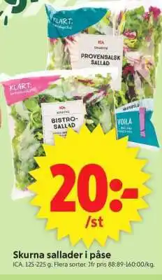 ICA Supermarket Skurna sallader i påse erbjuda
