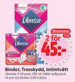 ICA Supermarket Libresse Bindor, Trosskydd, Intimtvätt erbjuda
