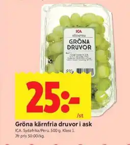 ICA Supermarket GRÖNA KÄRNFRIA DRUVOR I ASK erbjuda