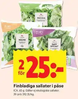 ICA Supermarket Finbladiga sallater i påse erbjuda