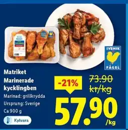 Lidl Matriket Marinerade kycklingben erbjuda
