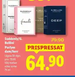 Lidl Suddenly/G. Bellini Parfym dam/herr erbjuda