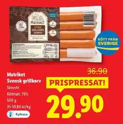 Lidl Matriket Svensk grillkorv erbjuda