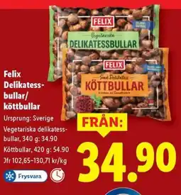 Lidl Felix Delikatess- bullar/ köttbullar erbjuda