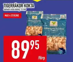 Matdax Garden Food Tigerräkor kokta erbjuda