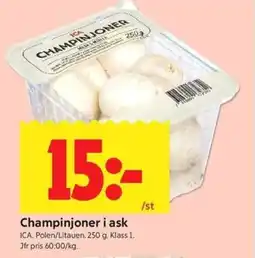 ICA Kvantum ICA Champinjoner i ask erbjuda