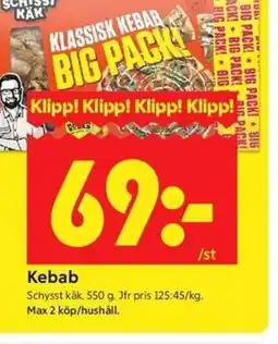 ICA Kvantum Schysst käk Kebab erbjuda